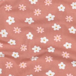 Baumwolljersey Bio~Organic Blumen - dunkelaltpink