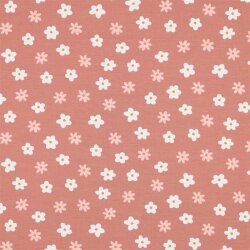 Baumwolljersey Bio~Organic Blumen - dunkelaltpink