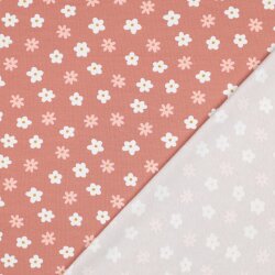 Baumwolljersey Bio~Organic Blumen - dunkelaltpink