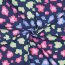 Baumwolljersey Glitzer bunte Leoflecken - dunkelstahlblau