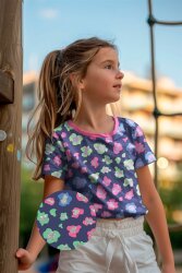 Baumwolljersey Glitzer bunte Leoflecken - lila