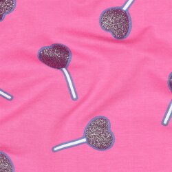 Baumwolljersey Glitzer Herzlolli - pink