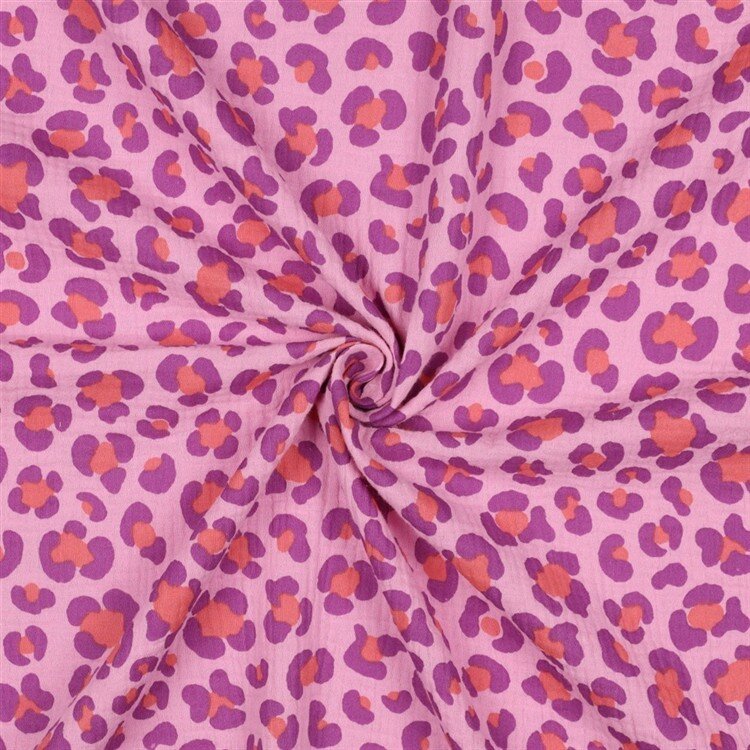 Musselin Leo Print - pink