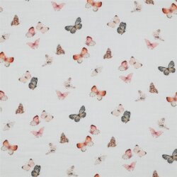 Musselin Digital bunte Schmetterlinge - weiß