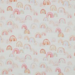 Musselin Digital Regenbogen - weiß