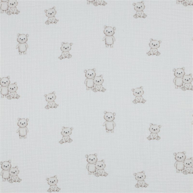 Musselin Bio~Organic Digital Bärchen - weiß