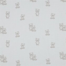 Musselin Bio~Organic Digital Bärchen - weiß