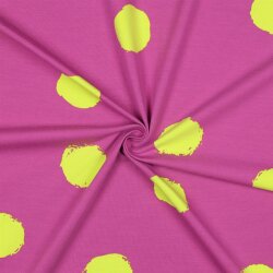 Baumwolljersey große Punkte - pink