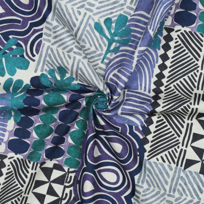 Canvas Digital Muster Patchwork - blau