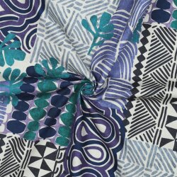 Canvas Digital Muster Patchwork - blau
