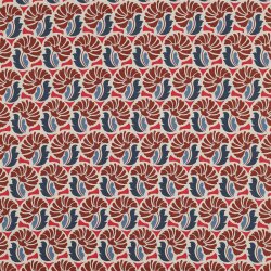 Baumwollpopeline Blumenreihen - jeansblau