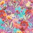 Baumwollpopeline Digital exotische Blumen - fuchsia