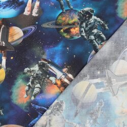 Baumwollpopeline Digital Astronaut im Weltall - dunkelblau
