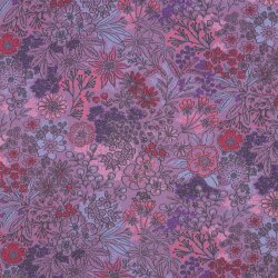 Baumwollpopeline Digital Blumen - LAVENDER