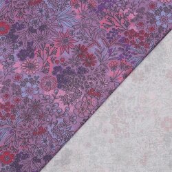 Baumwollpopeline Digital Blumen - lila