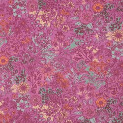 Baumwollpopeline Digital Blumen - FUCHSIA