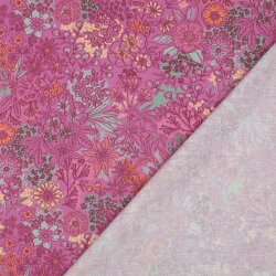 Baumwollpopeline Digital Blumen - FUCHSIA