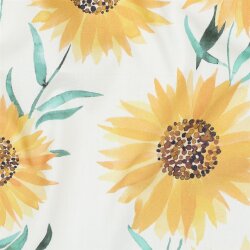 Baumwollpopeline Digital Sonnenblumen - weiß