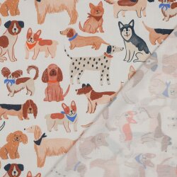 Baumwollpopeline Digital Hunde - creme