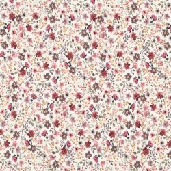 Rippenjersey Digital Viola Blumen - creme