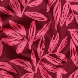 Baumwollsatin Digital Blätter - dunkelrot
