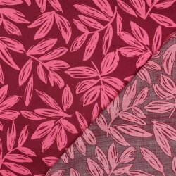 Baumwollsatin Digital Blätter - dunkelrot
