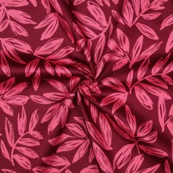 Baumwollsatin LEAVES - BORDEAUX