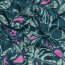 Baumwollsatin Blumen - PETROL