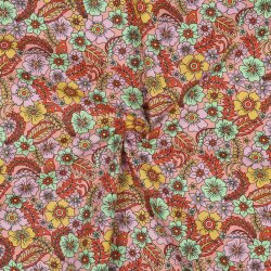 Baumwollpopeline Retro Blumen - pfirsich