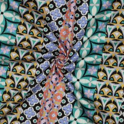 Baumwollsatin Digital Formen in Streifen - hellblau