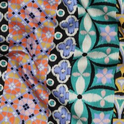 Baumwollsatin Digital Formen in Streifen - hellblau