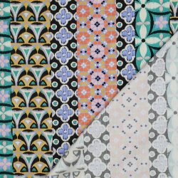 Baumwollsatin Digital Formen in Streifen - hellblau