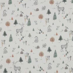 Baumwollpopeline Digital Waldtiere - creme