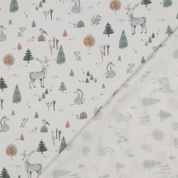Baumwollpopeline Digital Waldtiere - creme