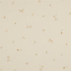 Baumwolljersey Bio~Organic kleine Blumen und Blätter - natur