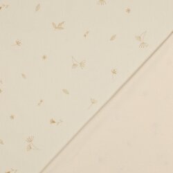 Baumwolljersey Bio~Organic kleine Blumen und Blätter - natur