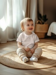 Baumwolljersey Bio~Organic kleine Blumen und Blätter - natur