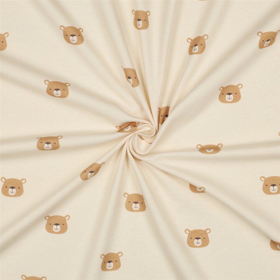 Baumwolljersey Bio~Organic Bärenköpfe - natur
