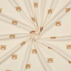 Baumwolljersey Bio~Organic Bärenköpfe - natur