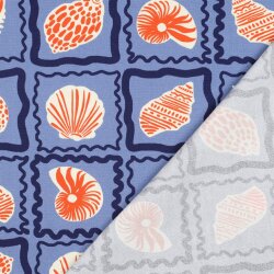 Canvas Muscheln in Kacheln - jeans