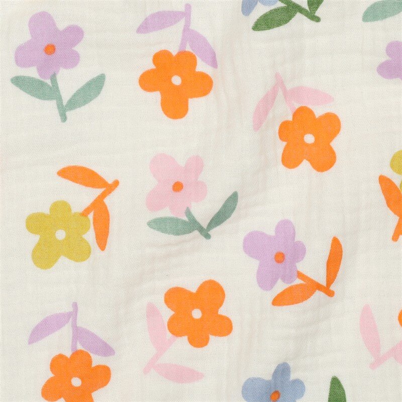 Musselin bunte Blümchen - creme