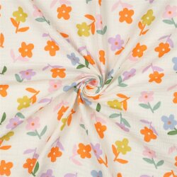 Musselin bunte Blümchen - creme