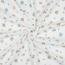 Musselin kleine Blumen - weiß