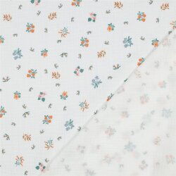 Musselin kleine Blumen - weiß