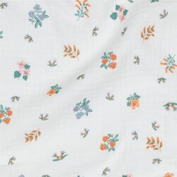 Musselin kleine Blumen - weiß