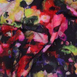 Viskose Lurex Digital Blumenkunst - dunkelblau
