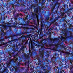 Viskose Jersey STRETCH Digital Blumen - COBALT
