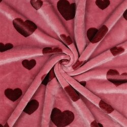 Wellnessfleece Herzen - hellbeere