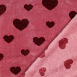 Wellnessfleece Herzen - hellbeere