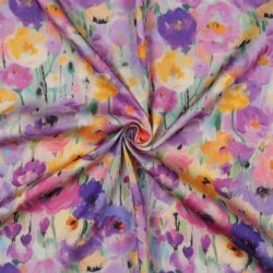 Viskosesatin Digital Blumen - LAVENDER